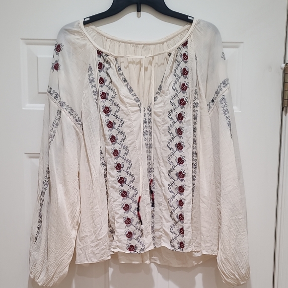 Zara Tops - Zara Boho Embroidered Blouse Size L